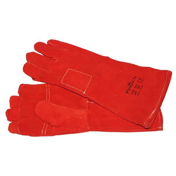 Red Leather Fire Gloves Long